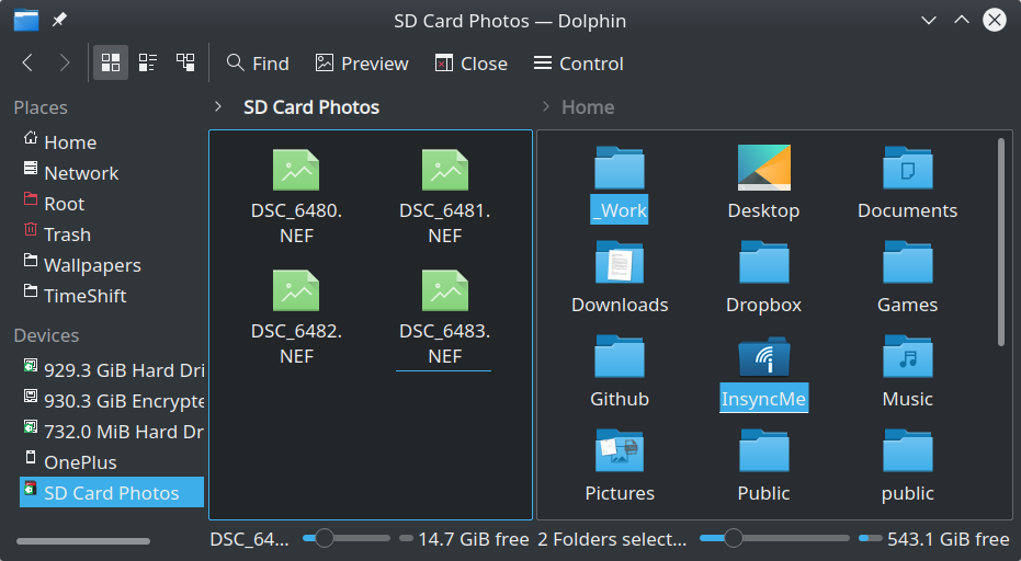 File manager split view